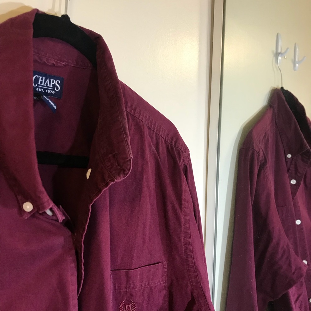 CHAPS oxford maroon shirt